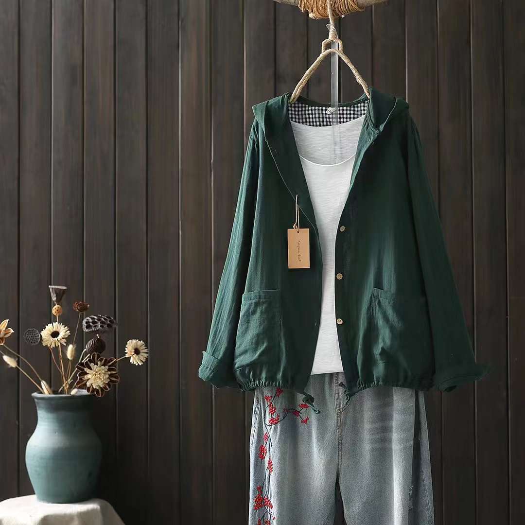 

Куртка-кардиган с капюшоном и длинными рукавами на завязках, женская осенняя свободная повседневная верхняя часть one size темно-зеленого