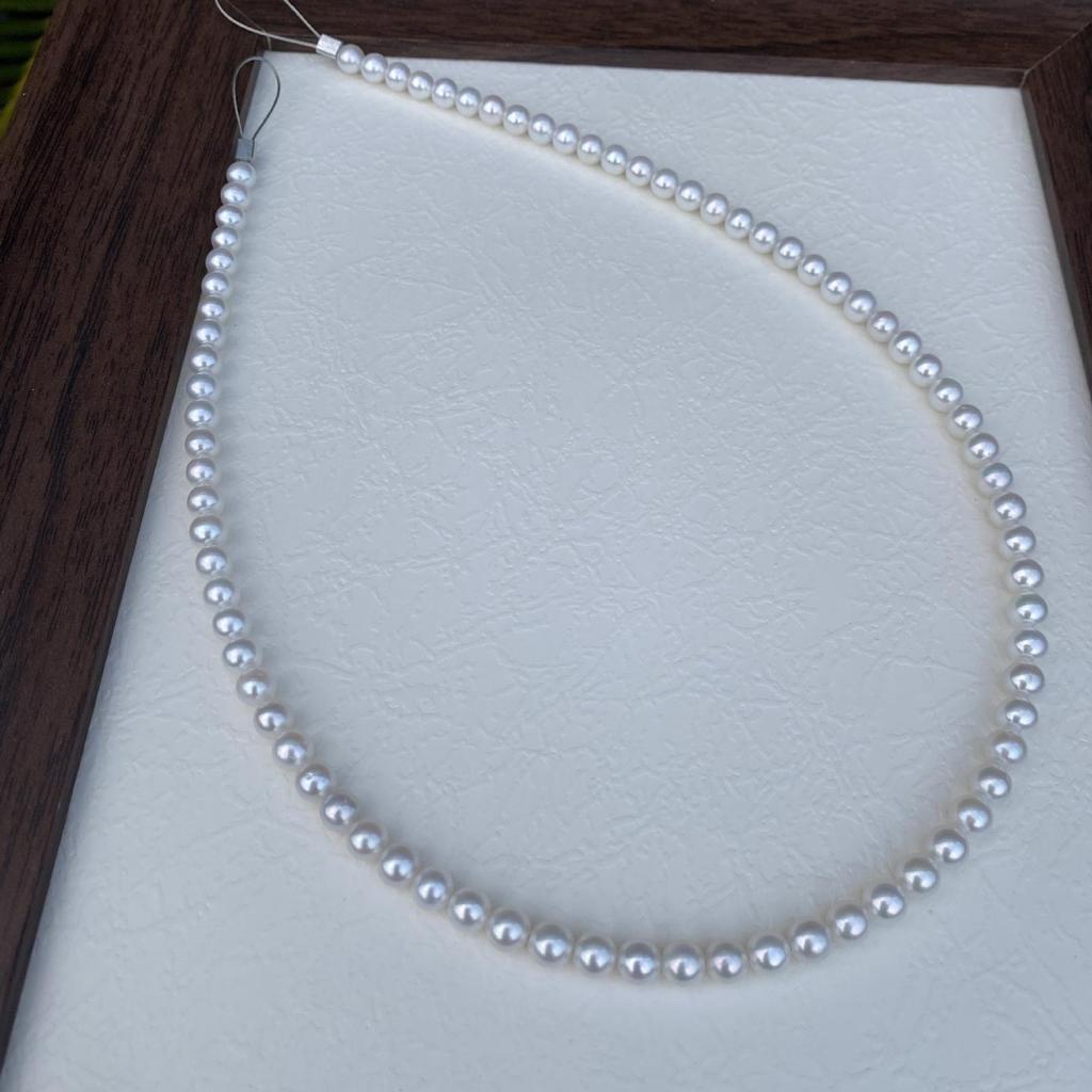 Natural Freshwater Pearl Necklace DIY Kit, Cold White 5-6mm Round with Minor Flaws