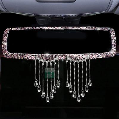 Kreative Strass Quasten Auto Innen Rückspiegel Dekoration Charme Blume Kristall Rückspiegel Ornamente Auto Zubehör