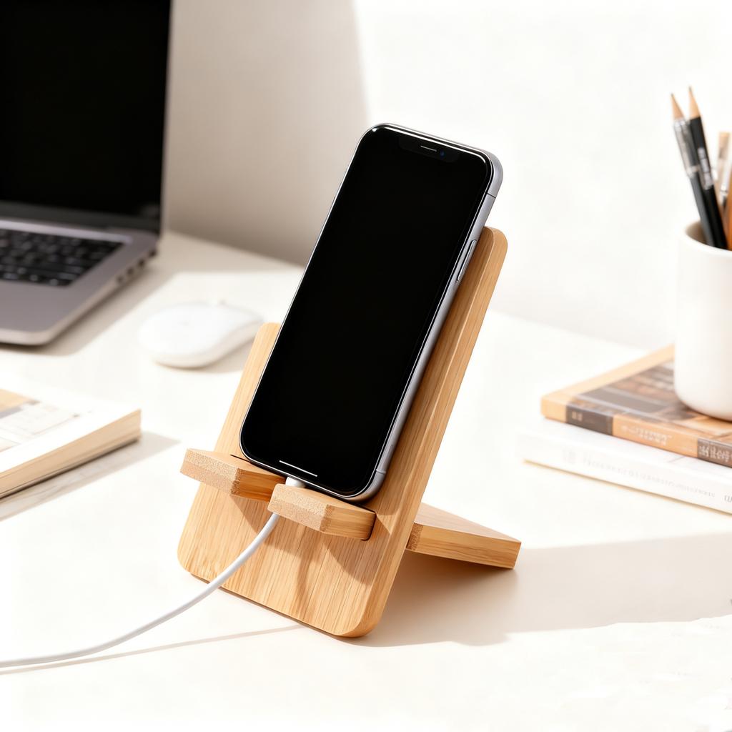 Desktop Lazy Stand Charging Dock for Phones & Tablets, Creative Christmas Gift, Perfect for Short Video Viewing, Bamboo-Wood