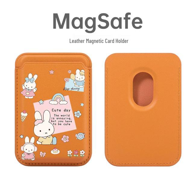 Miffy Rabbit Magnetic Leather Card Holder MAGsafe Apple Phone Case
