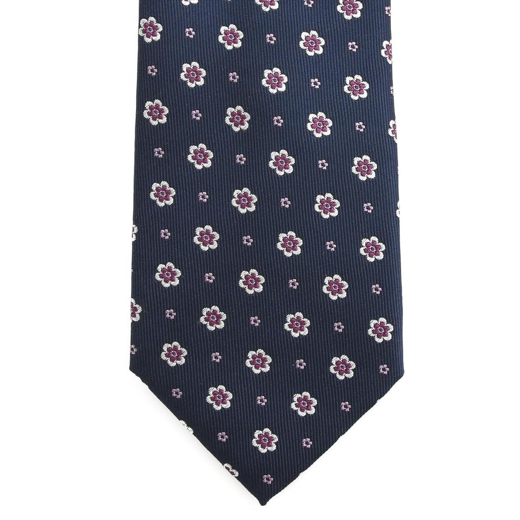 Brand Made In Kyoto Jacquard Fine Embroidery [Michiko London] Necktie, Japan, 100% Silk, Weave, Pattern, (C Pattern Navy)
