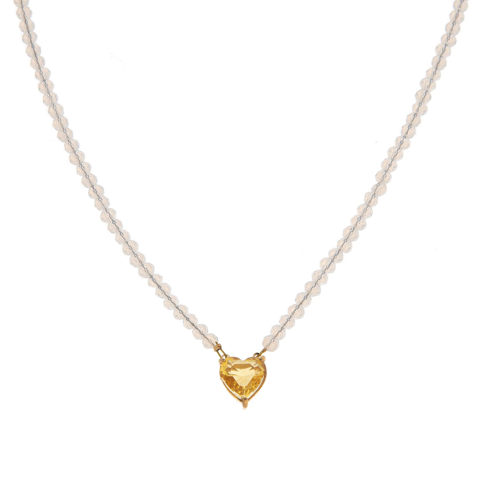 Color Square Zircon Simple Rice Bead Crystal Necklace Geometric Love Beaded Necklace