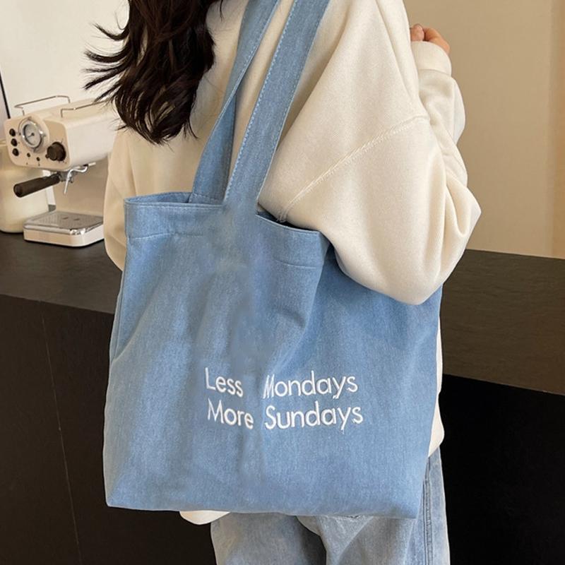 Vintage Canvas Bag Large Capacity Single Shoulder Denim Single Shoulder Tote Bag