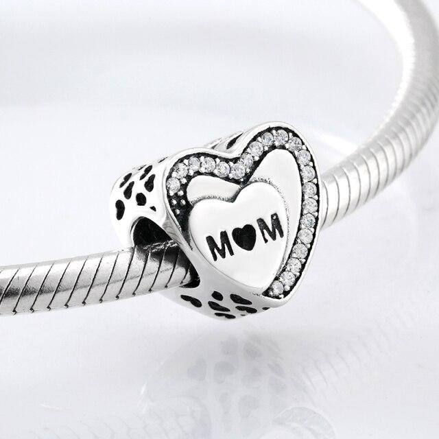 Perles fines en argent sterling 925 de forme ronde La famille est là où l'amour grandit Perles fines à faire soi-même adaptées aux bracelets à breloques originaux Fabrication de bijoux