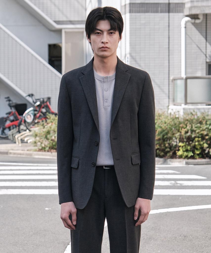 Stco [Four Seasons] Four-Way Stretch Essential Setup Set_Charcoal Gray (Relaxed Fit)_Sejxz72Set