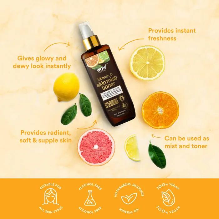 Wow Skin Science Witamina C Tonik do twarzy - Rozświetla i odświeża skórę - Do każdego rodzaju skóry, 200ml