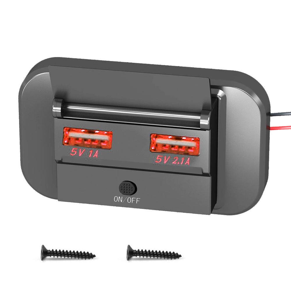 Quick Charge PD Type C Dual USB Ports Car Bus Charger Socket Adapter 12V/24V USB Power Panel With Swith For Marine Motorcycles