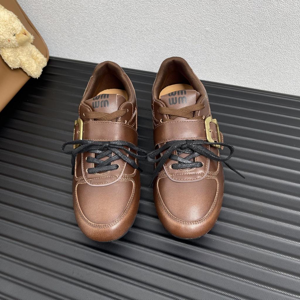 Leather loafers women's early autumn new retro versatile lace-up belt buckle small leather shoes