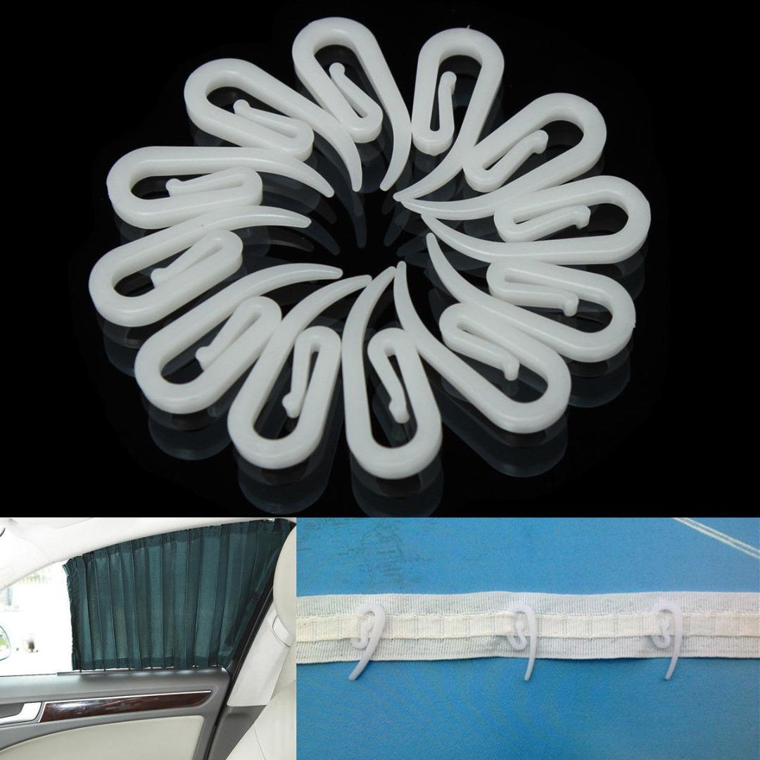 

100 шт. Білі пластикові гачки для штор, кільця, вішалка для дому в автоприцепі