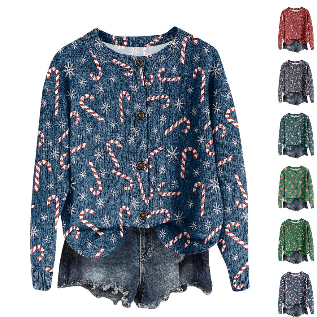 Women's Round Neck Top Printing Thickened Plush Cashmere Warm Long Top