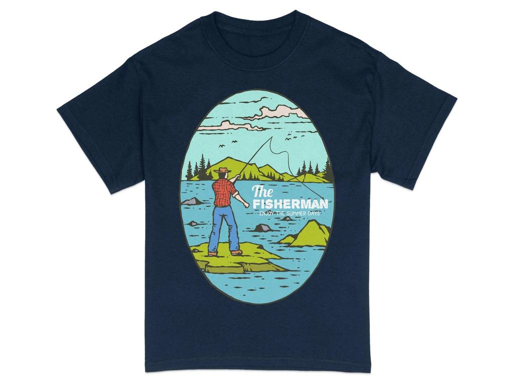 Vintage Fisherunisex Summer Days Tshirt Retro Fishing Lake Nature Outdoor Tee Unisex And Unisex Cotton Shirt Unisex Clothing