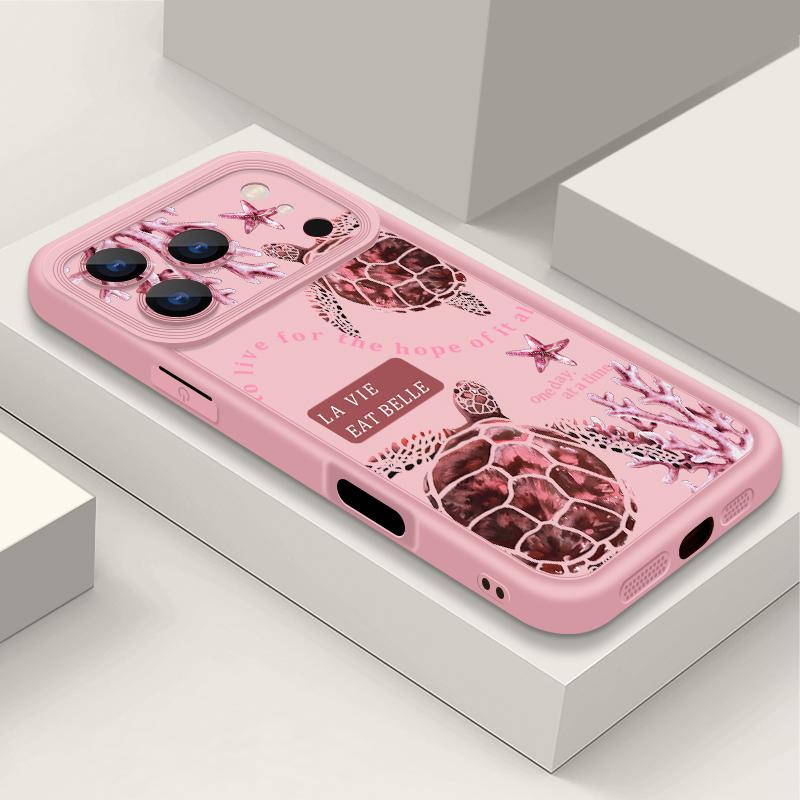 Pink Sea Turtle Pattern TPU Phone Case For iPhone 17 Pro 17e 15 16 Pro Max 14 13 Pro Max 16e Shockproof Soft Silicone Back Cover