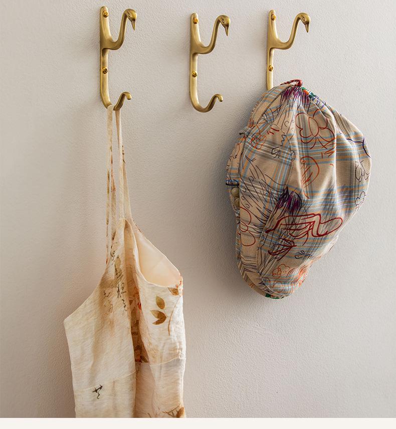 Creative Nordic Swan Brass Coat Hook for Bedroom or Entryway