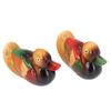 1 Pair Wooden Mandarin Ducks Figurine Colorful Love Birds Duck Statue Handmade Decorative Sculpture Wedding Ornament