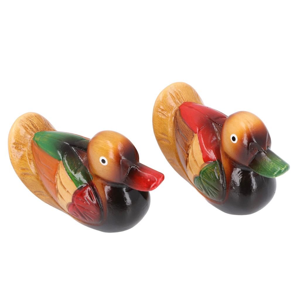1 Pair Wooden Mandarin Ducks Figurine Colorful Love Birds Duck Statue Handmade Decorative Sculpture Wedding Ornament