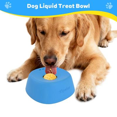 Långsammatare Hundskålar för Flytande Godis, [Inbyggd Rullande Boll] Spillfri Benbuljong Hund Lickskål, Multifunktionell Valp Yoghurtmatare Skål