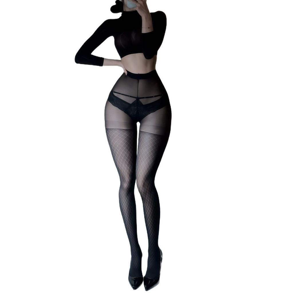 Sex Stockings Sexy Royal Sister Wind Rhombus Jacquard Passion Pantyhose Pure Desire Temptation Plus Size Anti-hook Silk