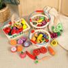 Verdura e Frutta di Legno per Bambini, Taglio Simulato, Cesto di Verdura e Frutta, Set Gioco Casa Cucina, Giocattoli Educativi per Bambini