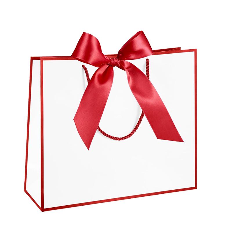 Bunte Band-Schleife Tragetasche - Quadratische Geschenktasche & Einkaufstasche mit individueller Logo-Option