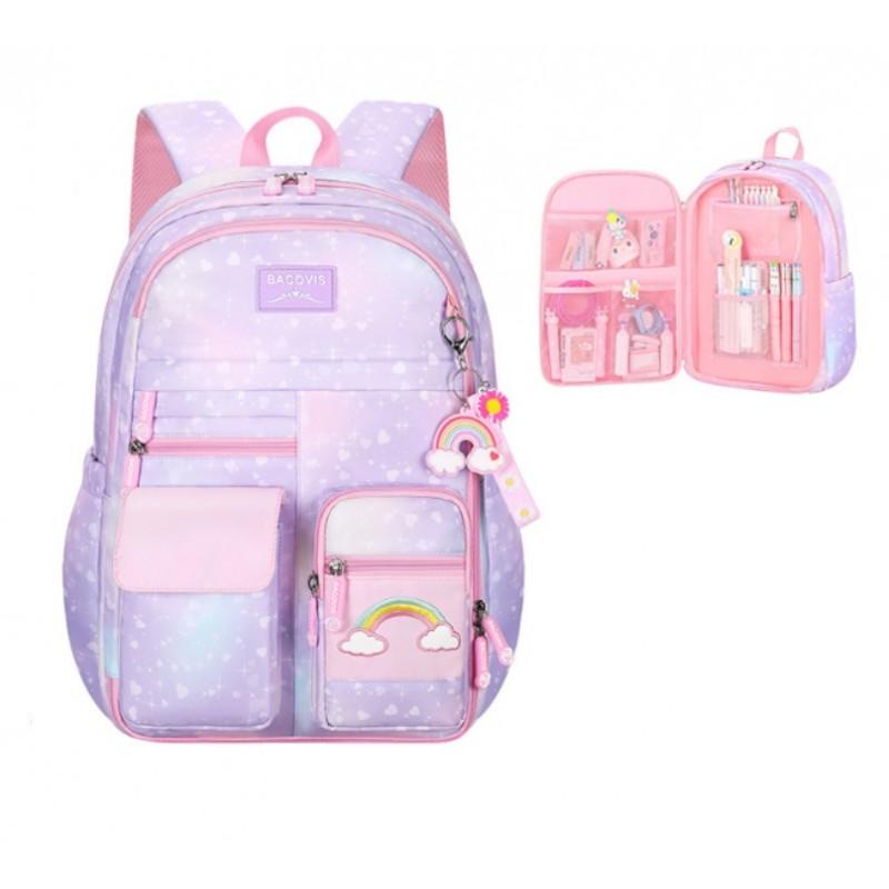 Schulrucksack Regenbogen Mit Schlüsselanhänger Jugendlich Für Mädchen Regenbogen