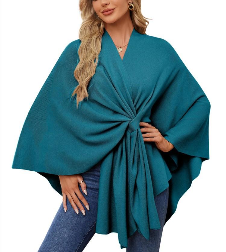 Women's Elegant Solid Color Shawl Cape Coat 2024