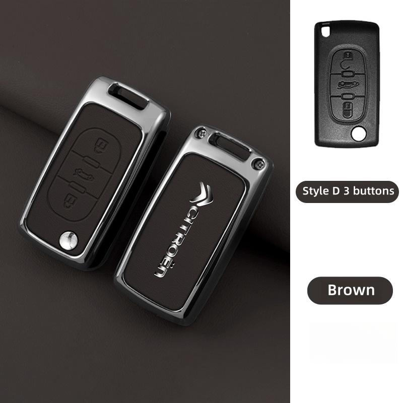 YKFEA1 Zinc Alloy Leather Car Key Case Cover For Citroen C1 C2 C3 C4 C5 C6 C4L Berlingo Picasso Jumpy Nemo Aircross Sega C5 X VTS C3 XR