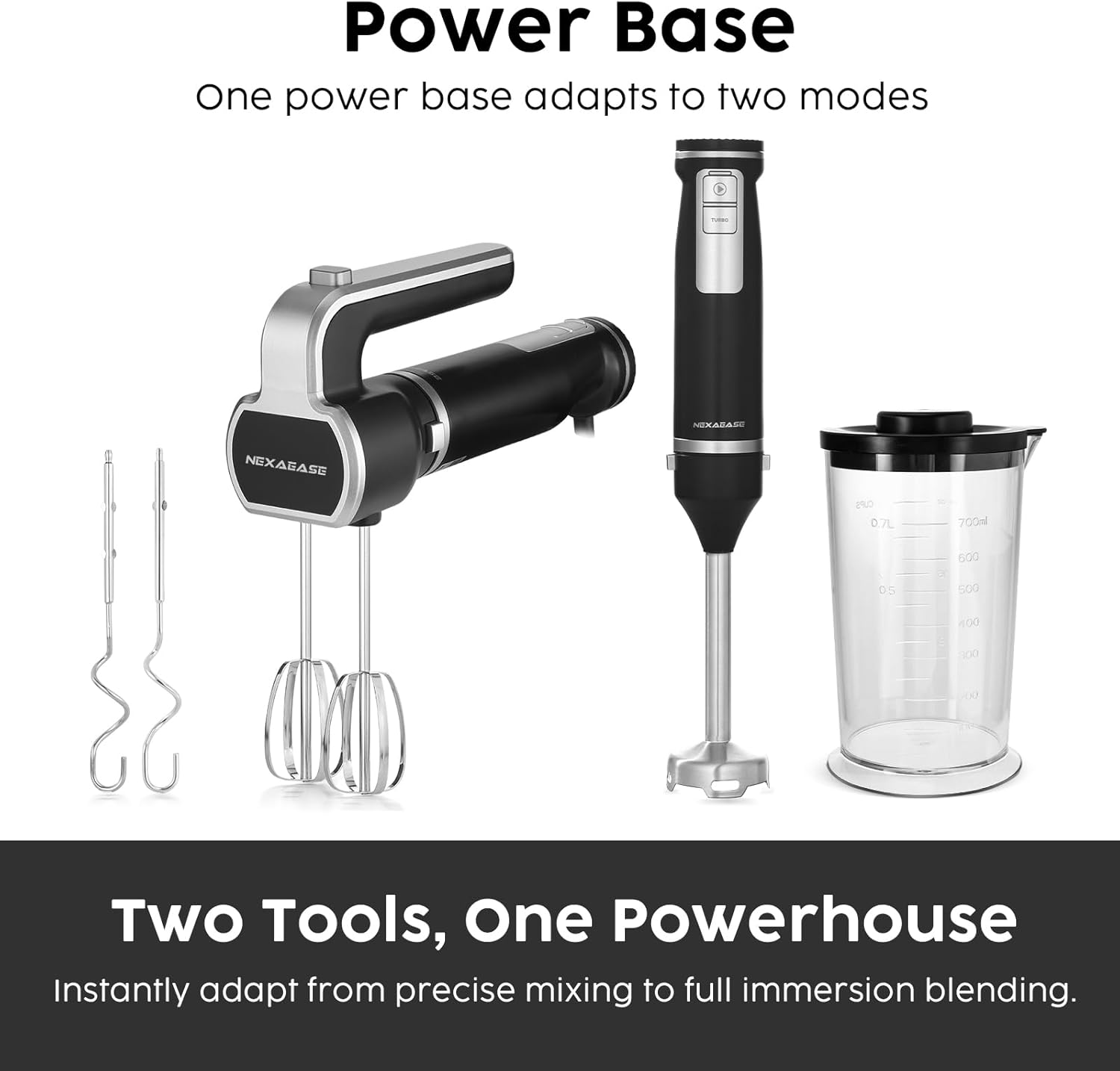 2-in-1 Hand Mixer with Immersion Blender, Portable Electric Handheld Blender for Smoothies, Baby Food, Baking & Soup United States