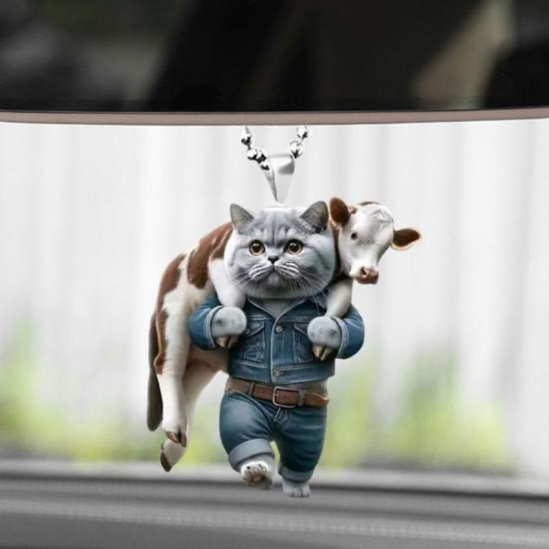 Auto-Rückspiegel-Ornament, schöner Katzenanhänger, Weihnachtsbaum, hängende Dekoration, Acryl, Weihnachtsbaum-Dekor, Auto-Innenausstattung