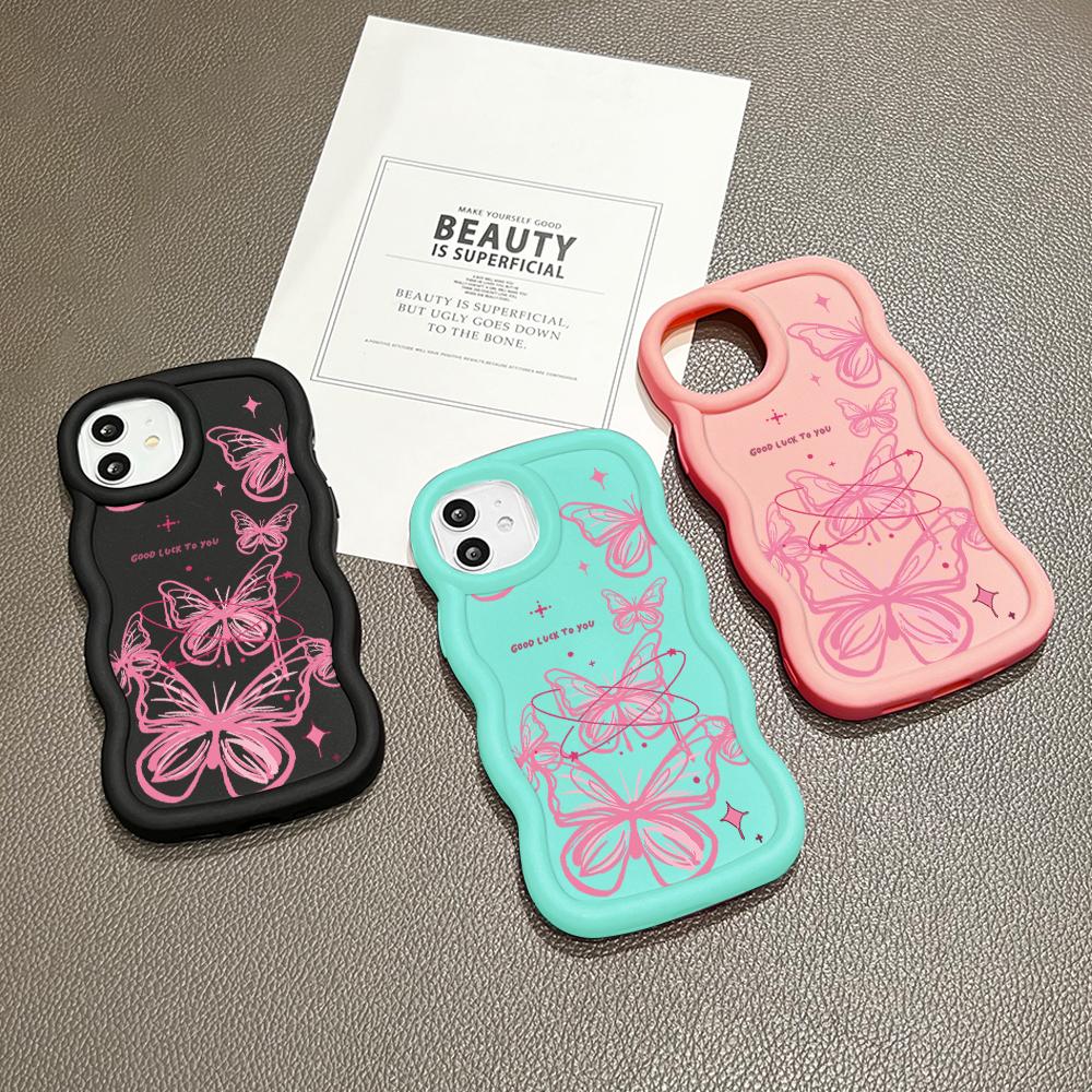 Big Wave Edge Soft Silicone Material Macaron Phone Case Shockproof Protective Rubber Casing for OPPO Reno Realme Infinix Tecno
