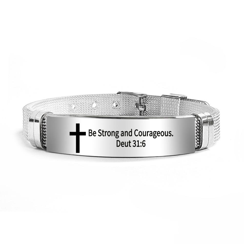 Adjustable Inspirational Quotes Braclets Stainless Steel/PVC Bible Verse Bracelet  Faith Gifts