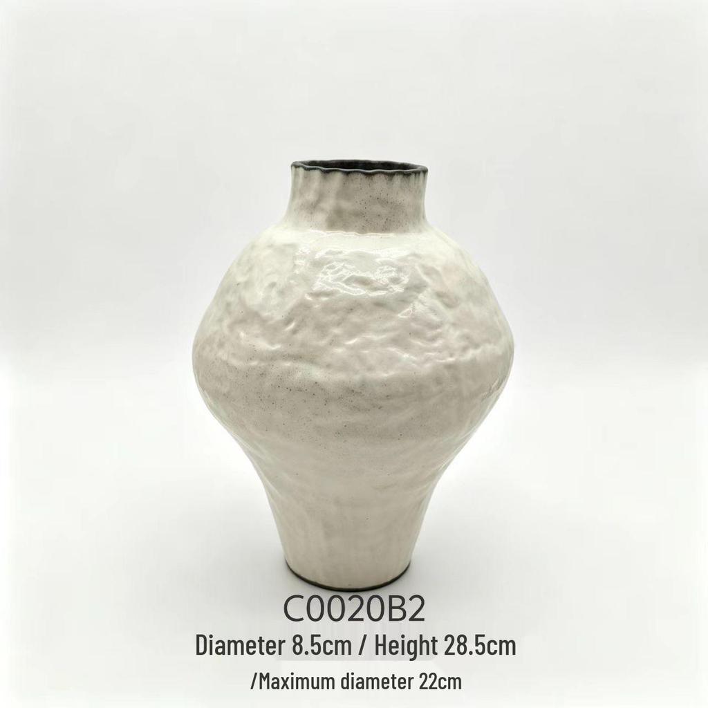 Wabi-Sabi Retro Ceramic Vase - Chinese-Style Vintage Flower Arrangement Ornament for Living Room or Tea Room