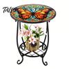 Mesa Lateral Externa Talos, Redonda Pequena Mosaico Pássaro Borboleta Acento de Pátio, Mesa de Apoio para Plantas Café Chá Interna para Quintal Varanda Jardim Sala de Estar, Quarto