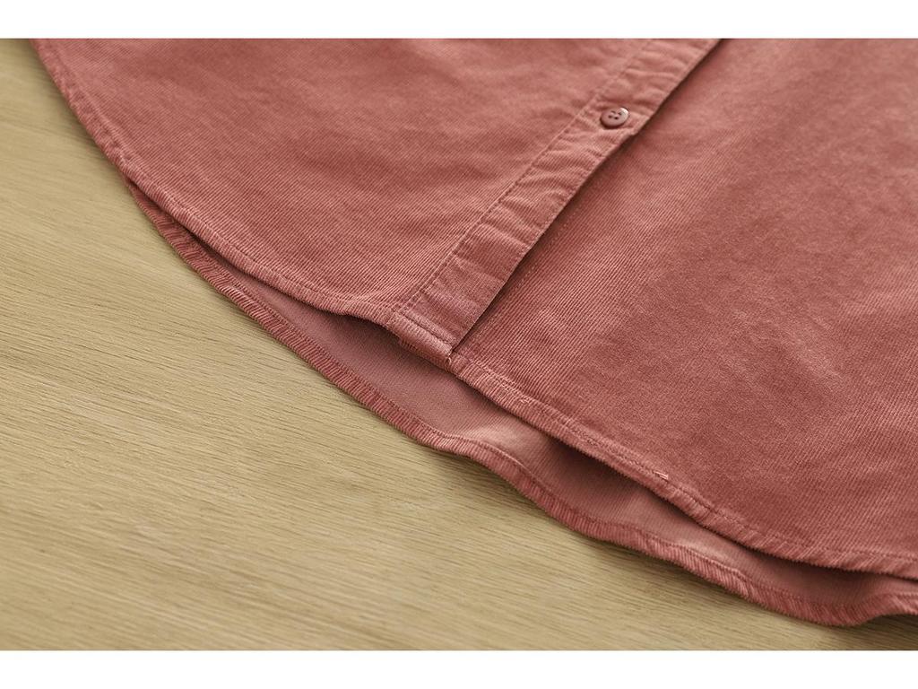 Pure Cotton Corduroy Women's Long Sleeve Shirt - Artistic Casual Style for Spring & Autumn (8372)
