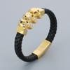 Bracciale Classico in Acciaio Inossidabile e Pelle di Mucca per Uomo Fascino Teschio Guanti Manette Nodo Bracciale con Charms Acciaio Inossidabile Gioielli per Festa Biker