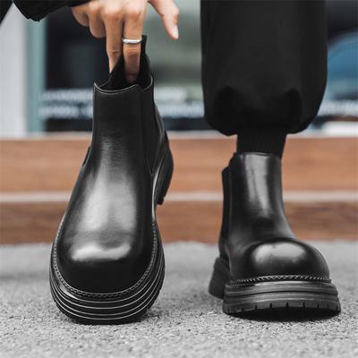 Cigarette Chelsea Boots Men'S Autumn Tooling British High Top Height Increasing Sleeve Martin Boots Platform Short Boots 22723-J
