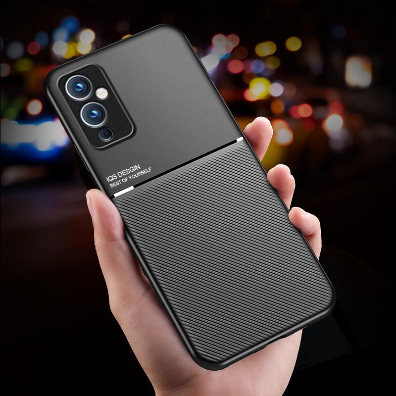 for oneplus 9rt 5g case leather texture car magnetic holder back cover for oneplus9rt one plus 9 rt 9r t plus9rt phone cases