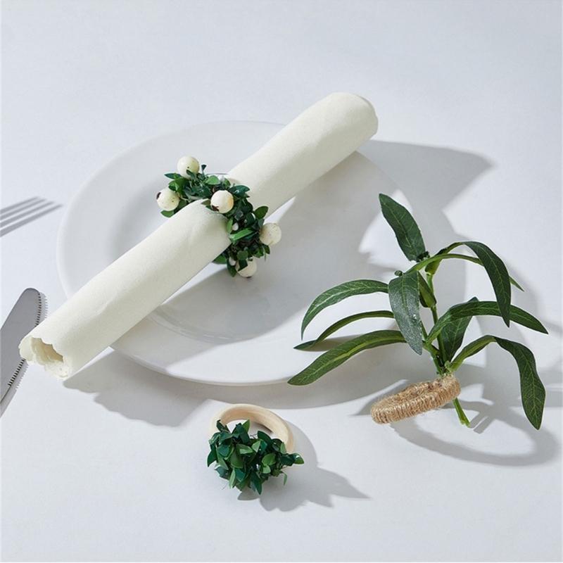  Beautiful Simulate Plant Napkin Holder Elegant Table Embellishments Napkin Rings