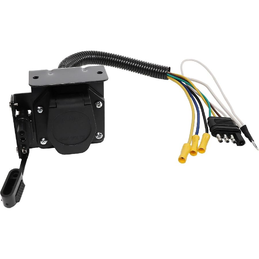 Oyviny 4-Way Flat to 7-Way Round Blade and 4 Way Trailer Wiring Harness Adapter Vehicle-Side 4 Pin to Trailer-Side 7 Pin and 4 Pin Dual-Output