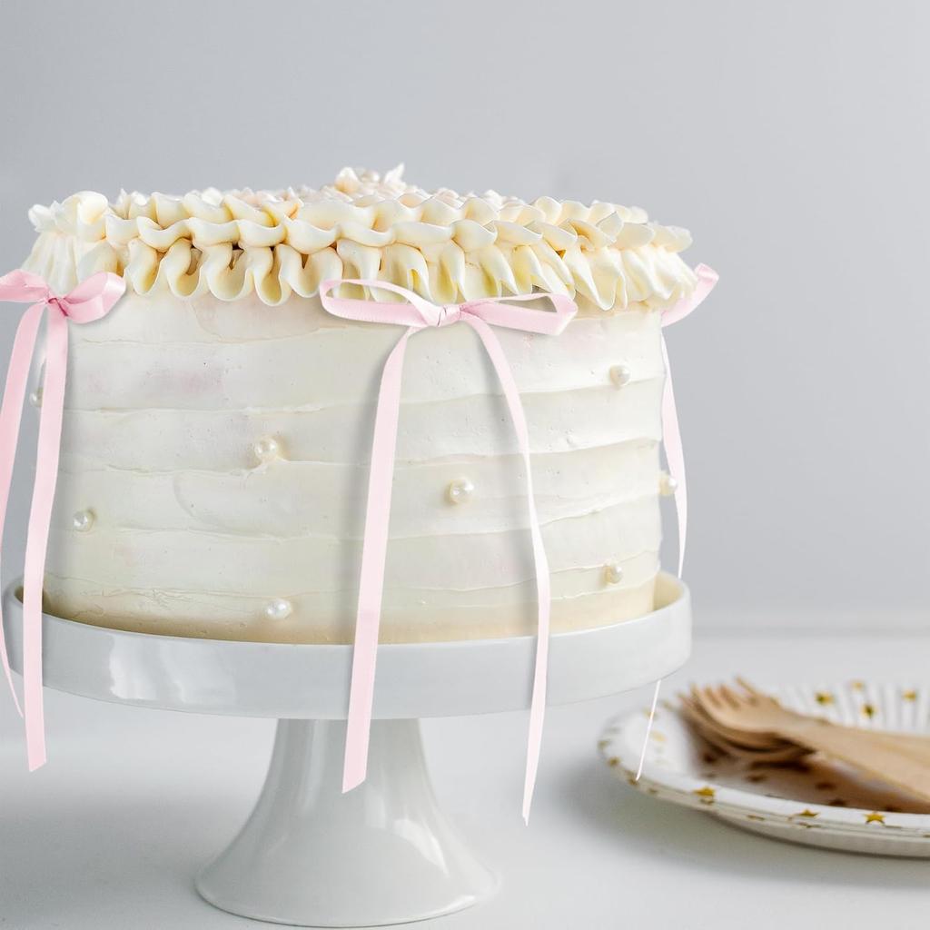 30 Pack Pink Ribbon Bow Cake Toppers Birthday Decorations Coquette Bow Cupcake Toppers for Cake Dessert Wedding Bridal Balloon Wall Party Supplies