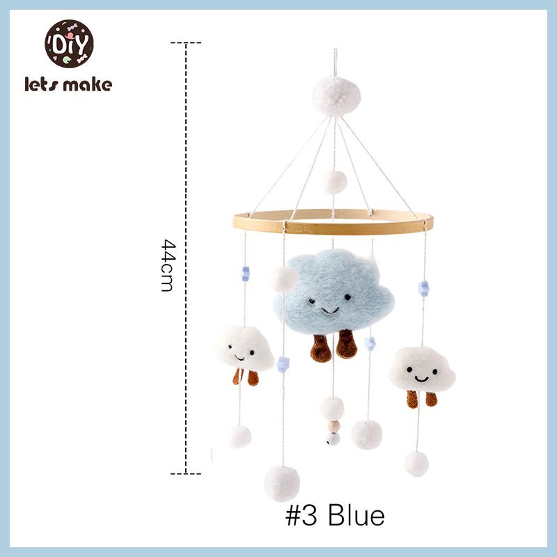 Let's Make Wooden Baby Rattles Soft Felt Cartoon Bear Cloudy Star Moon Hanging Bed Bell Mobile Crib Montessori Education
