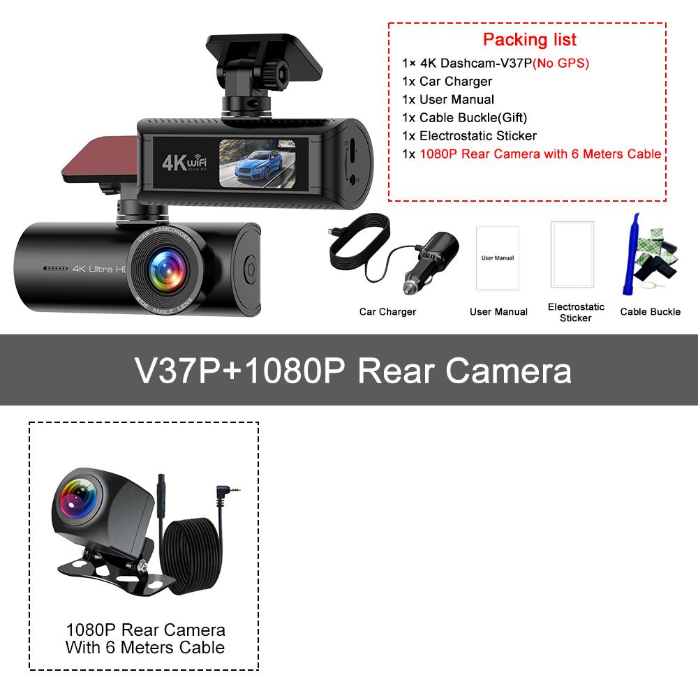 Kocam 4K WIFI GPS Dual Dash Cam Front and Rear for Cars Camera Car DVRs Recorder Video Registrator Dashcam Camcorder Black Box