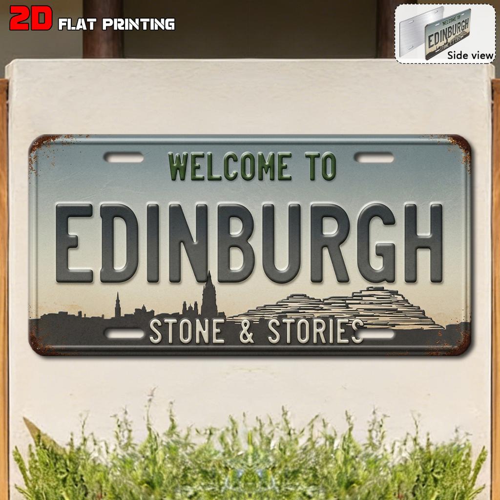 Vintage City Scenery Year Letter Slogan License Plate Metal Tin Sign Retro Wall Decor For Bar Cafe Home Garden
