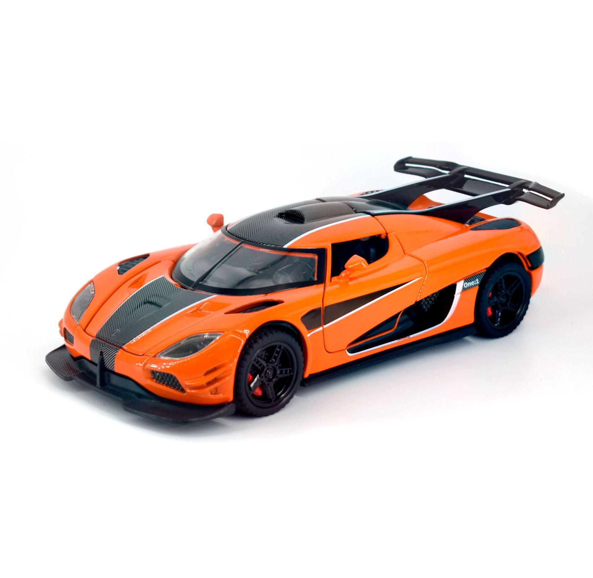 

1:32 Scale ONE1 Miniature Sports Car Model Toys Alloy Diecast 4 Doors Opened with Pull Back Racing Vehicles Toys for Kids Gifts помаранчевий