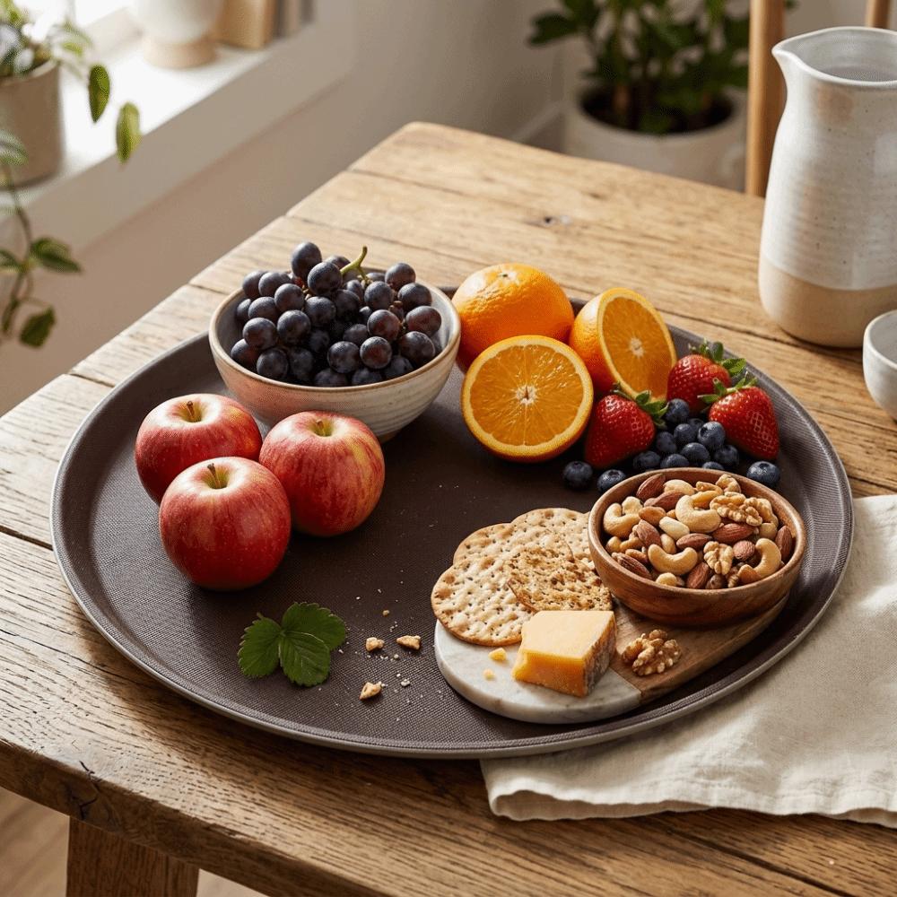 Matte Anti-slip Dinner Plate Food Grade Resin Food Tray Snack Serving Tray Fruit Layout S-Round