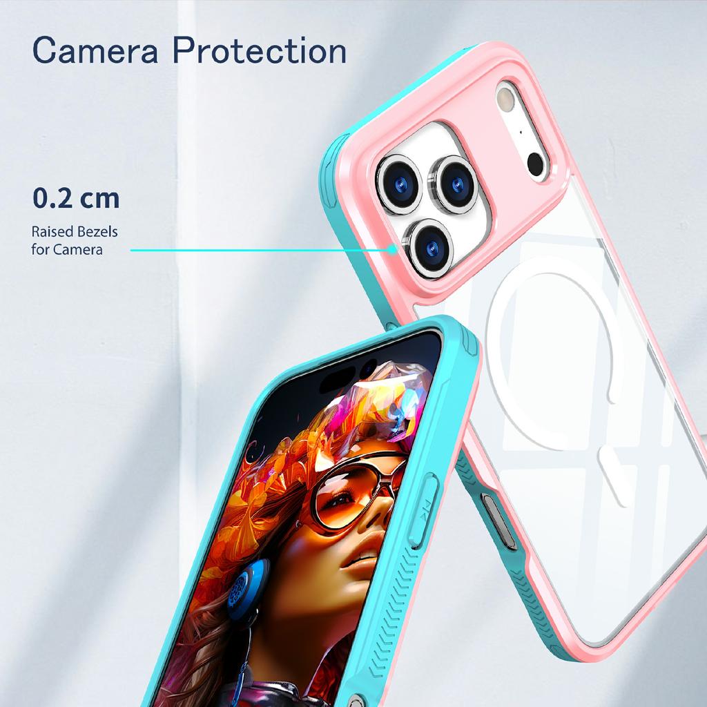 For iPhone 17 Pro Case Compatible with MagSafe TPU PC Clear Phone Back Cover