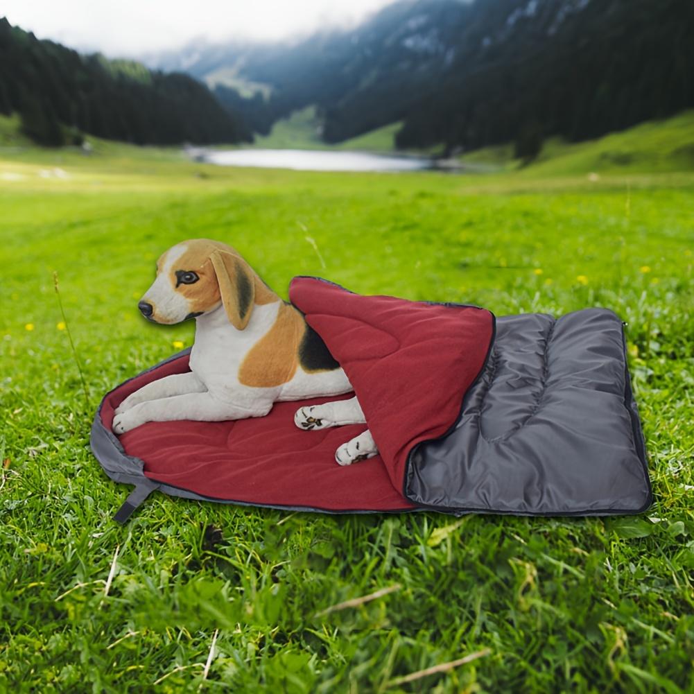 Fleece Camping Dog Bed Zippered Winter Waterproof Outdoor Pet Sleeping Bag - Padded and Comfortable for Pets