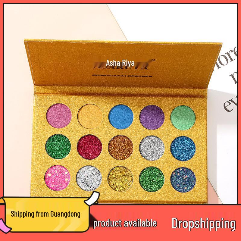 

ASARUYA 15-Color Glitter Eyeshadow Palette for Students and Stage Makeup 28g
