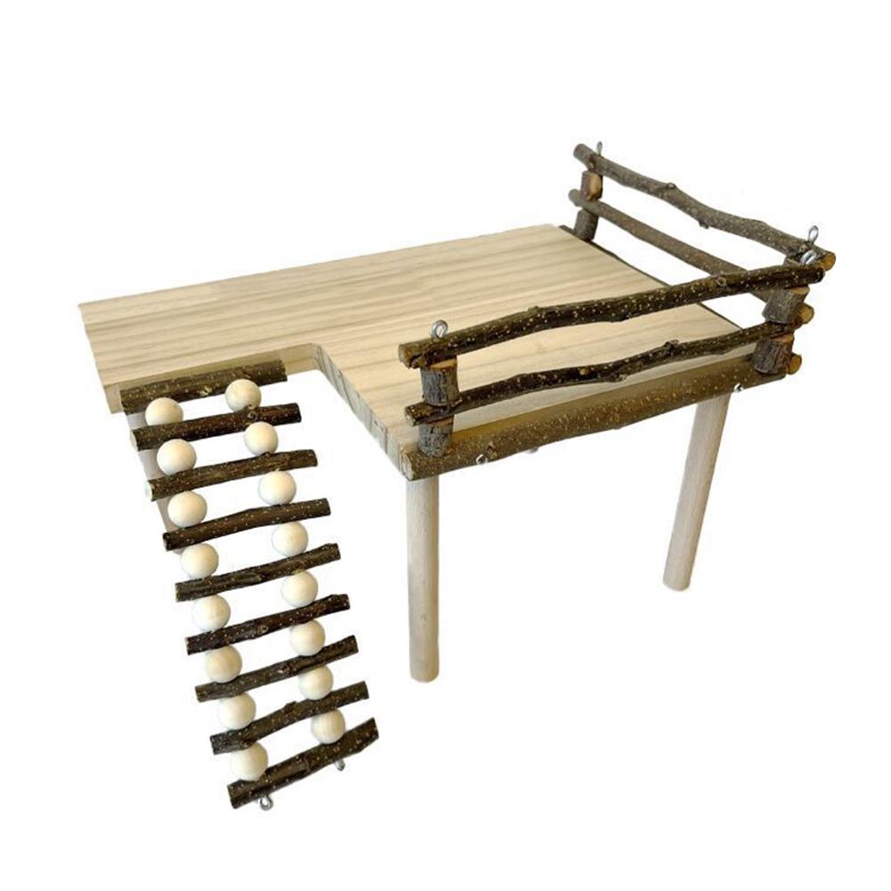 

Полка-подставка на платформе из натурального дерева для хомяка, клетка с золотым медведем, двойная напольная клетка, аксессуары для скалолазания, игр Horizontal climbing