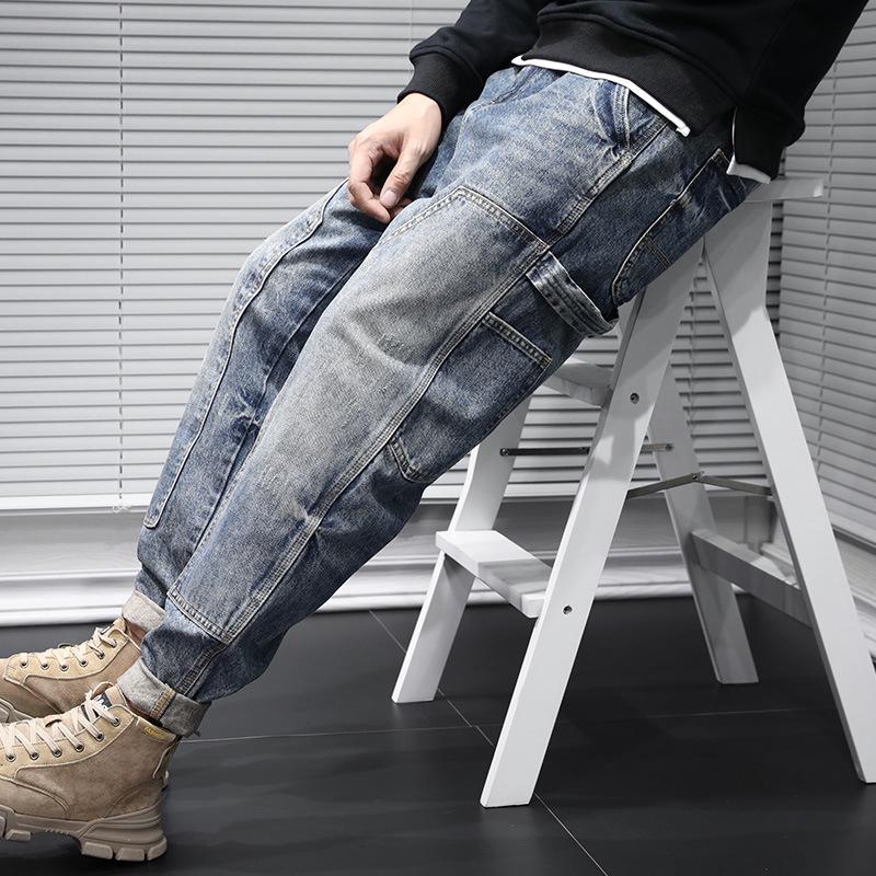 Herren Retro Koreanischer Stil Locker Geschnittene Workwear Jeans: Herbst/Winter Trend, Schmaler Harem Gerades Bein Design
